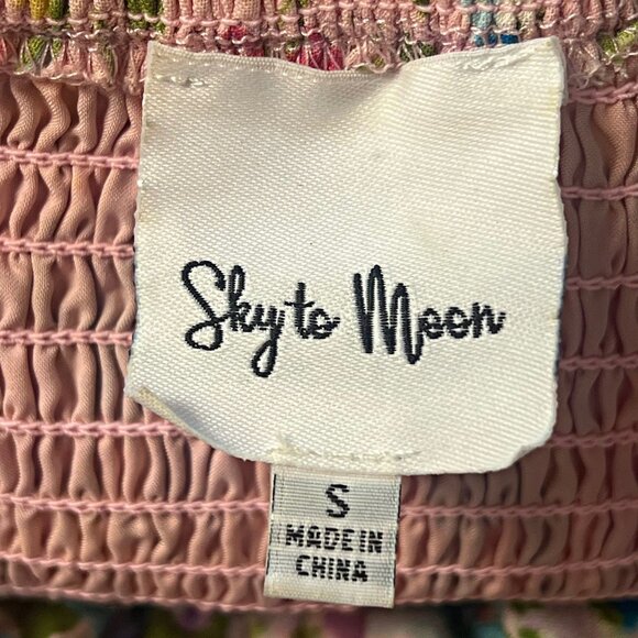 Sky To The Moon Cutout Floral Mini Dress Flare Puff Sleeve Smocked Open Back - Picture 12 of 12